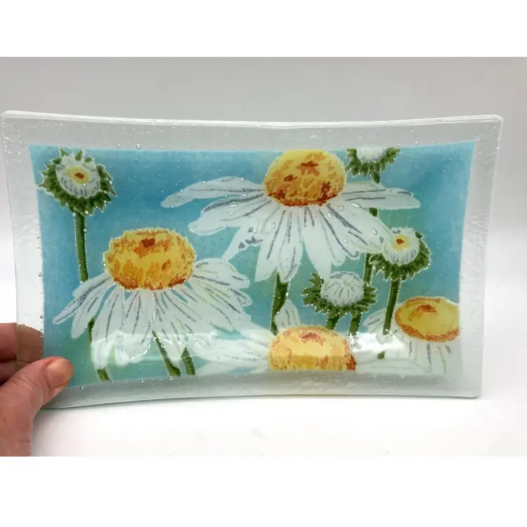 15 - Peggy Karr Fused Glass Coneflower Dish ‘07 Signed