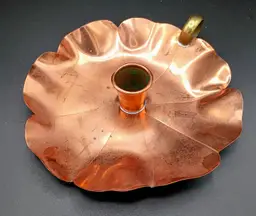 Copper Chamber Candle Holder Tabletop Vintage 6" Country Farm Rustic Americana