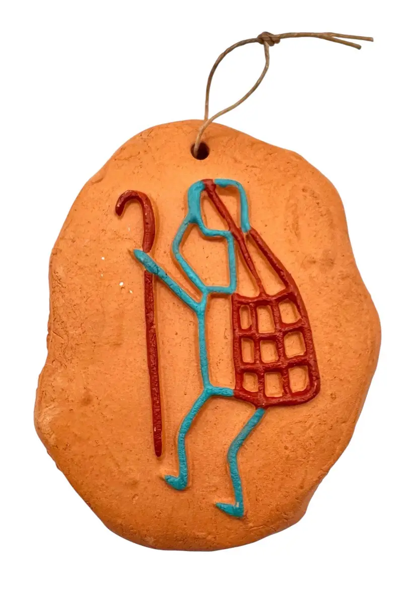 Vintage Linda Wade Terracotta Pottery Ornament Native America Arizona Shepherd