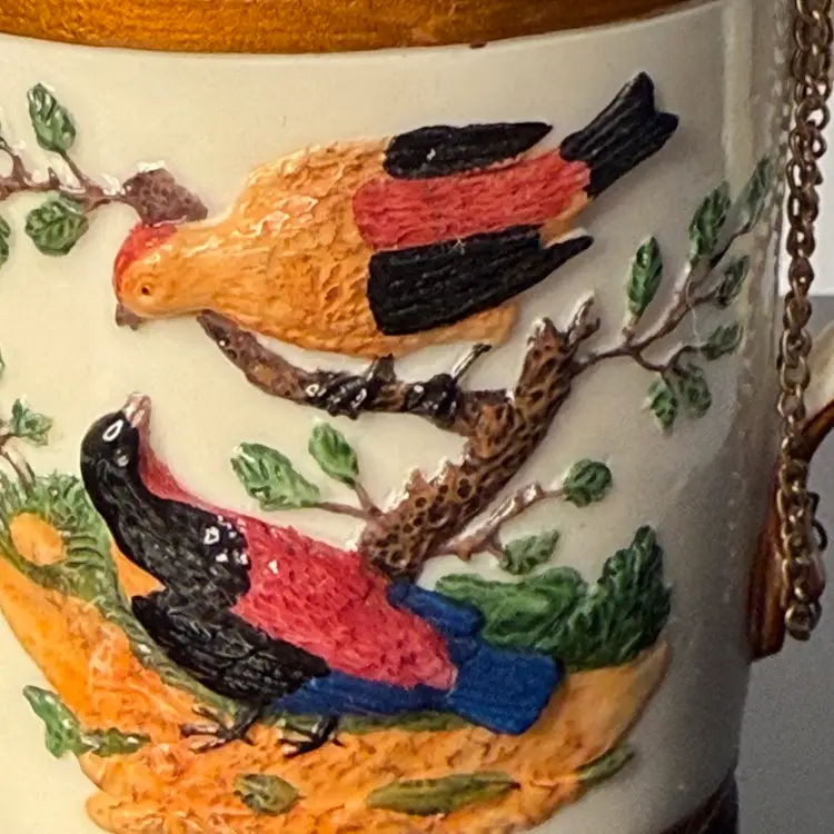 Collectible Nini’s Mini Teapot Trinket Box “Redbirds” 3”