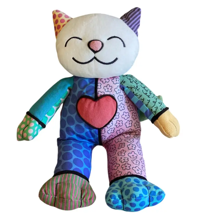 Britto Pop plush , Enesco Cat 2010 Multi pattern 15.5” T