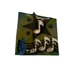 Lucinda Music Pin Glitter Musical Notes 2”