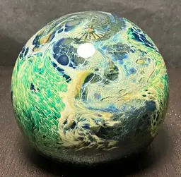 Large Art Glass Paperweight "Planet"-style Signed ?GH?