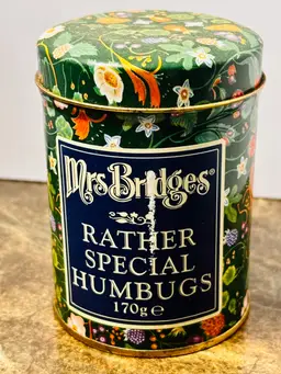 Mrs Bridges “Rather Special Humbugs” Vintage Tin Made Is Scotland Around 1999