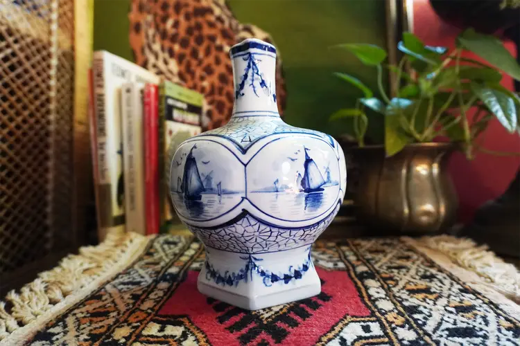 Vintage Delft Decanter White and Blue | Dutch Pitcher French Style Decor Delft | Antique Chinoiserie Style Vase