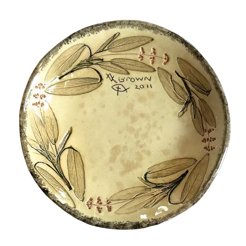 2011 Anna L. Brown - Morgantown WV  Botanical Herb Plate Signed