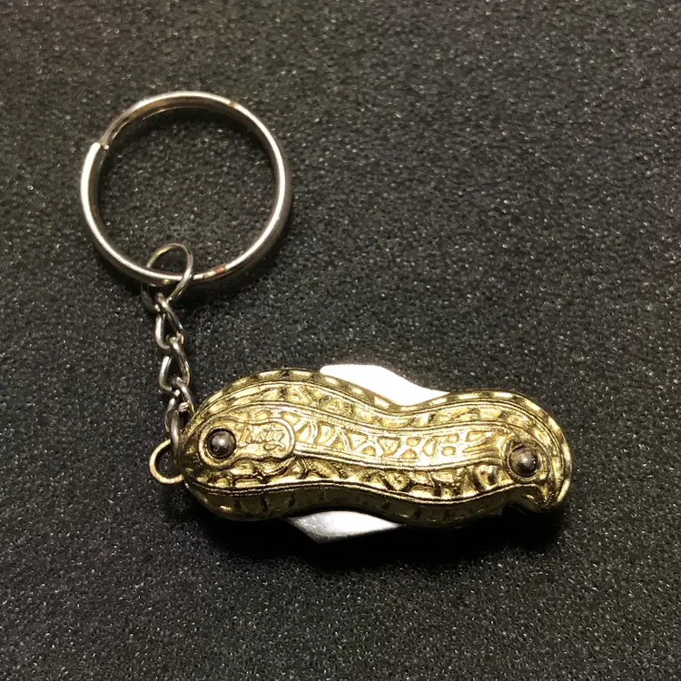 Rich Tasty Signed Brass Mini Peanut Pocket Knife Keychain