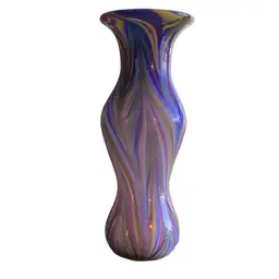 Absolutely Stunning Multi-Colored Pulled Feather Cased Glass Vase