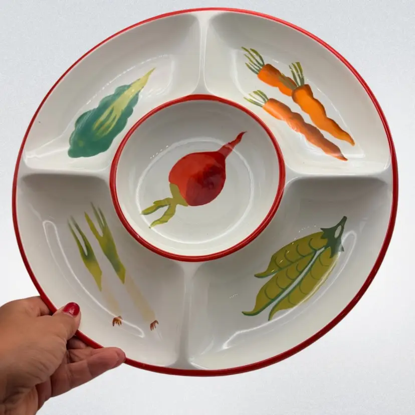 Crate & Barrel - Vegetable Garden -Veggie/Dip Tray -Platter- 12”