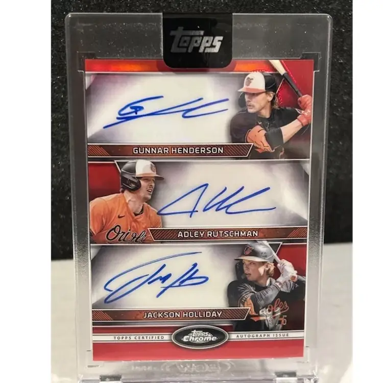 Jackson Holliday Gunnar Adley Red Triple Auto 3/5 2024 Topps Chrome Update