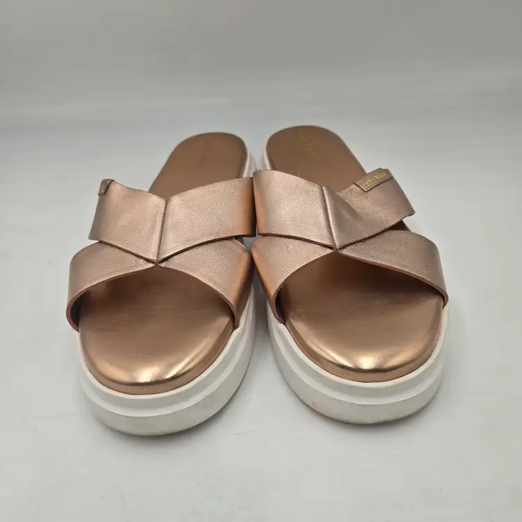 Cole Haan Women's Grandpro Rally Criss Cross Slide Sandals 8 Rose Gold Comfort
