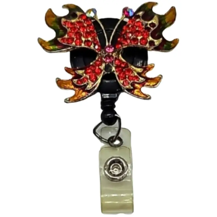 Metal Jeweled Butterfly badge holder
