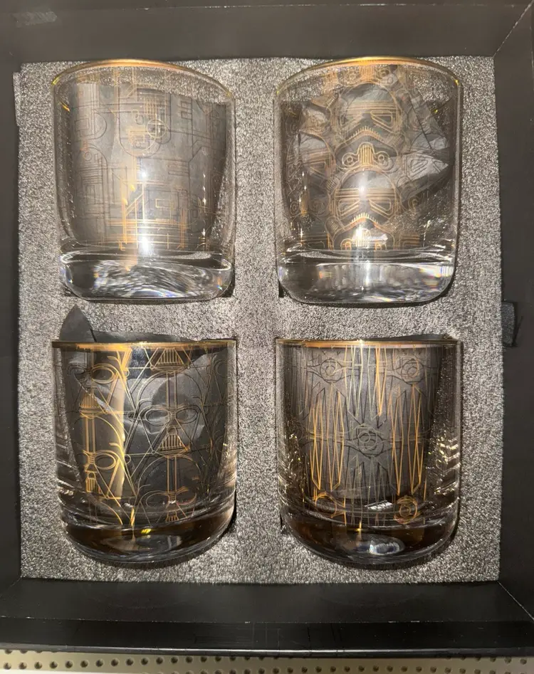 Art Deco Limited Edition Gold Embossed Star Wars Glasses By Joy Jolt