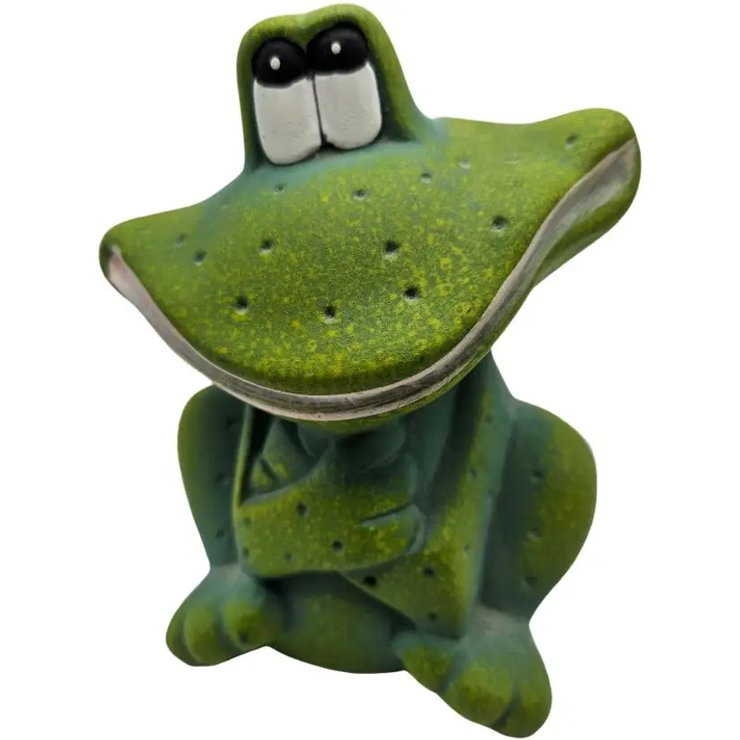 Derpy Ceramic Green Frog Figurine