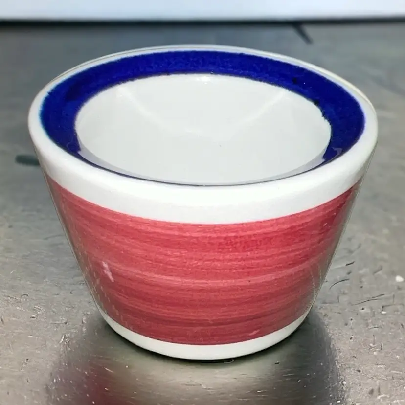 Vintage Picknick Rörstrand Egg Cup Hand Painted Sweden Hand Painted Red Blue