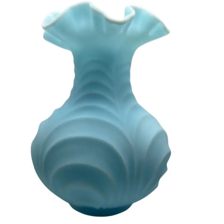Fenton Satin Blue Drapery Vase