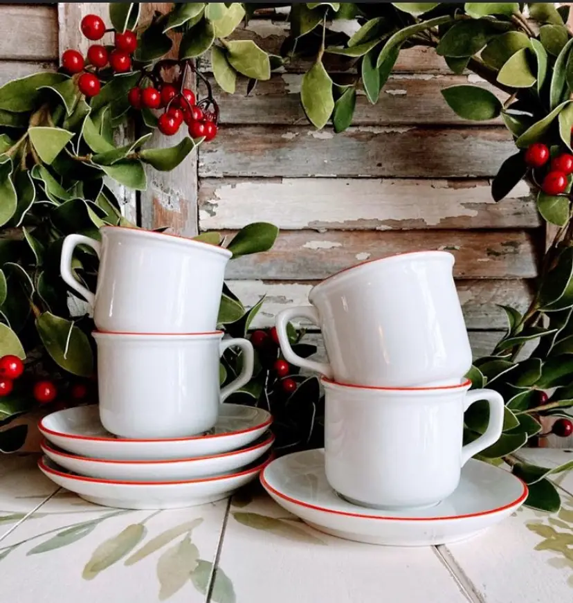 Italian Espresso Cups Saucers Vintage Tognana  Set Of 4 Coffee Mugs