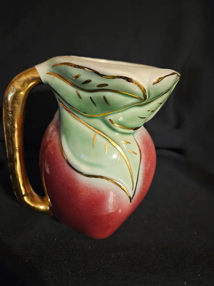 Vintage Bisque Gold Gilded Apple Vase