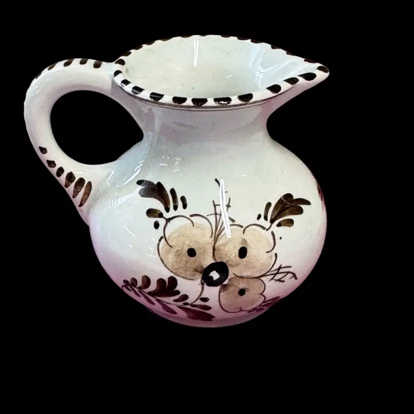 3” Pitcher With Brown Florals Made In Holland