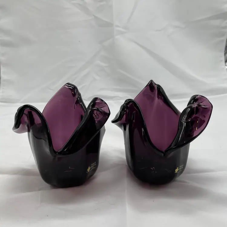 Vintage White Cristal Murano Style Bowl Handkerchief Slump Art Glass Vase Italy