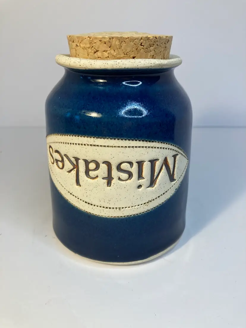 Dr. Brophy’s Mistakes Jar With Cork Stopper Lid 5 1/2 Inches Tall