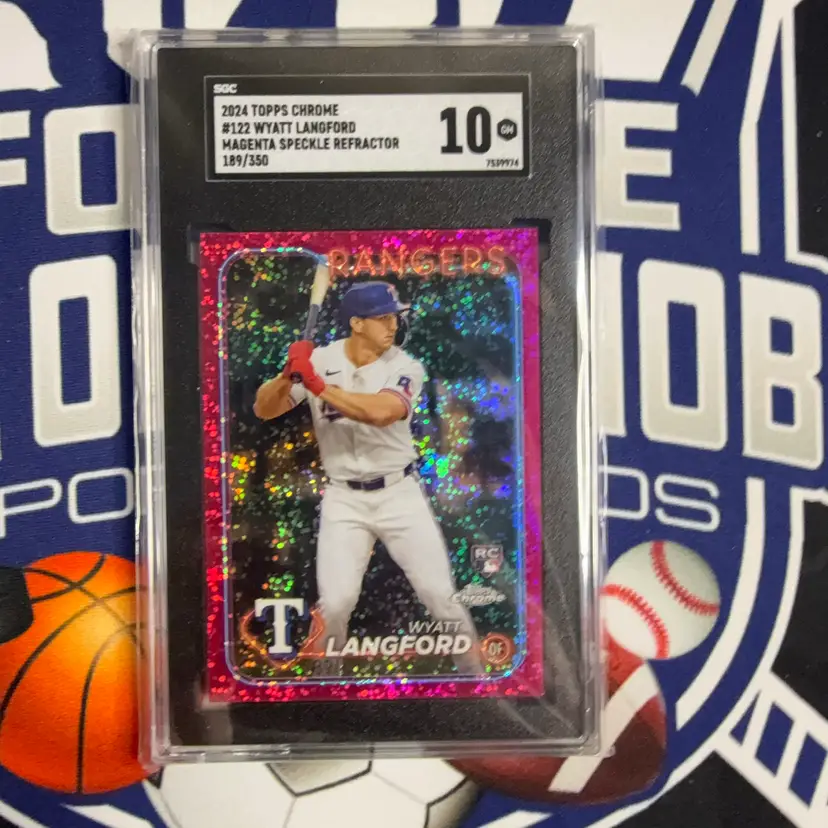 2024 Topps Chrome Wyatt Langford Magenta Sparkle Refractor RC # /350 SGC 10