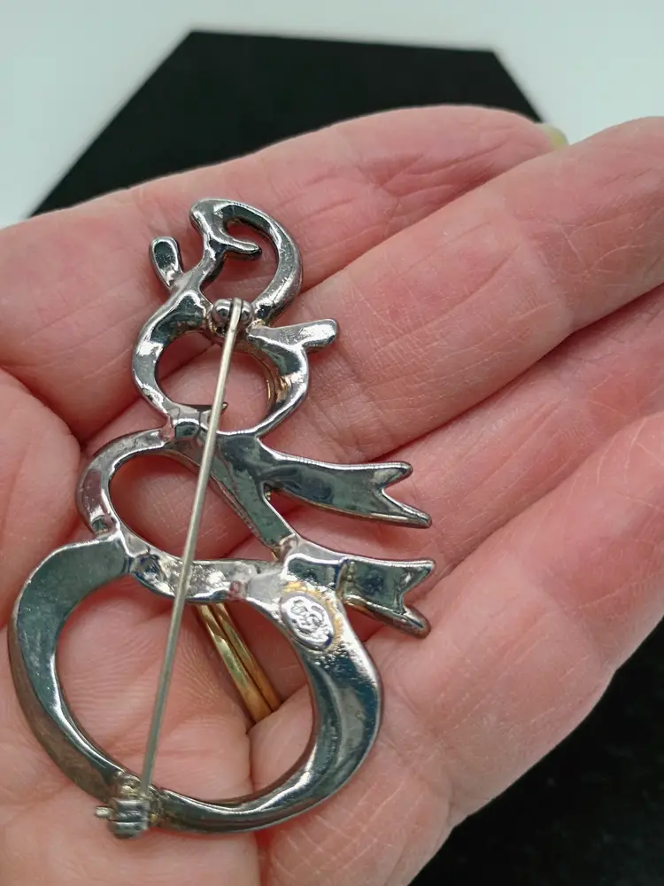 Premiere Designs Snowman Silver Tone Brooch Pin