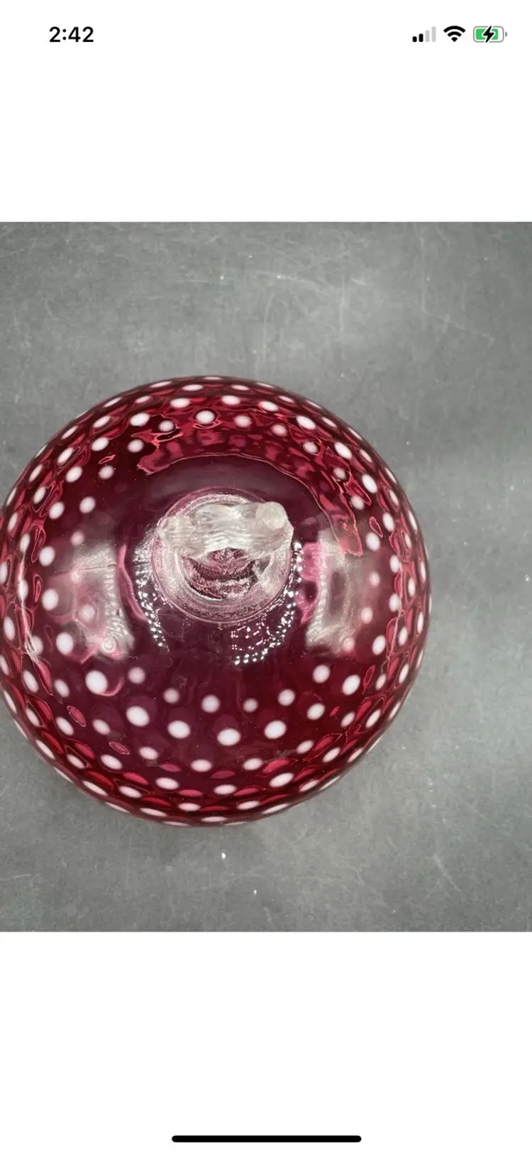 RARE Fenton Cranberry Glass Dot Round Butter Dish Cover top ONLY