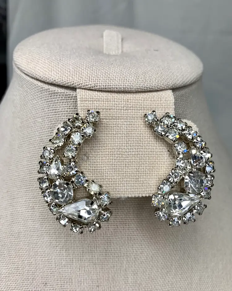 Vintage Rhinestone Earrings Climbers