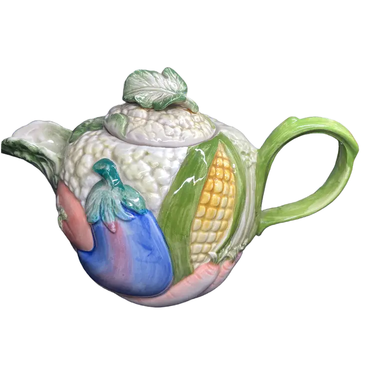 1986 Vintage Handpainted Fitz & Floyd Vegetable Garden Teapot