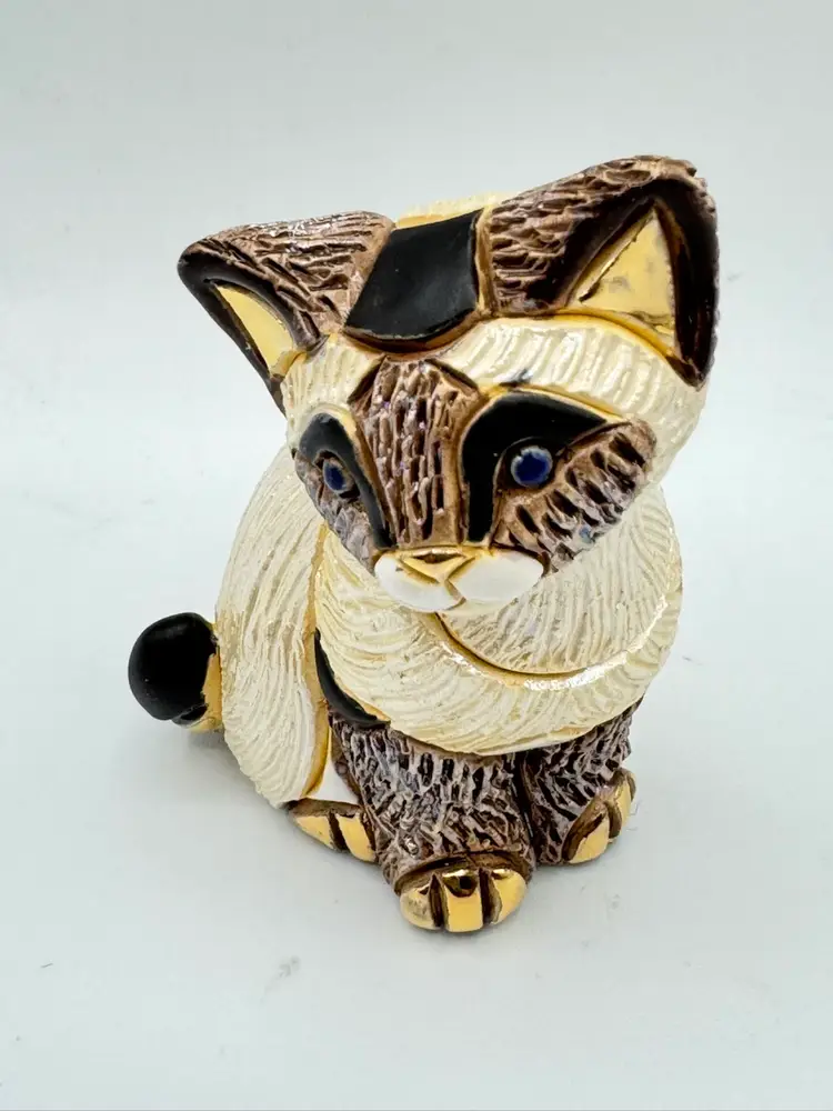 De Rosa Rinconada Siamese Kitten Sitting F322 Gold Accents 3 1/8" Tall NIB