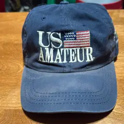 1996 US Amateur Strap Back Adjustable Hat. Yes It Shows Wear. (This Was Last Amateur Win Of TIGERS Life.). I Cannot Confirm Or Deny If Tiger Wore This On Tuesday That Week Or Not. Only That I Caught It When It Was Tossed To The Idiots Watching A Practice Round.
