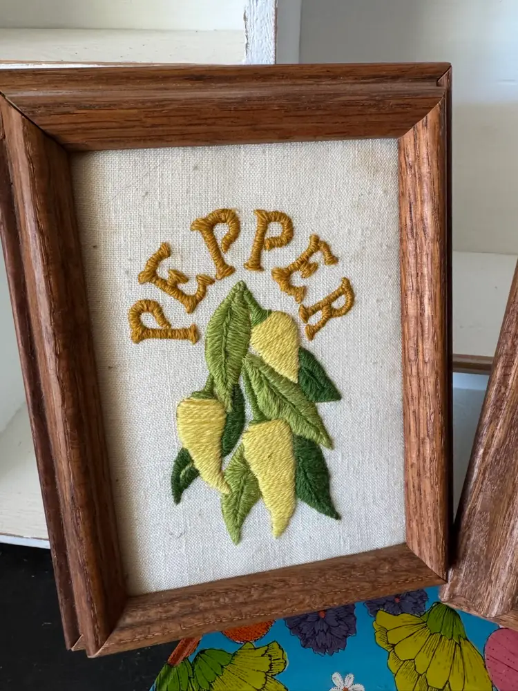 Pepper & Tomato Crewel Framed Art