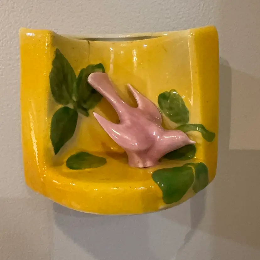 Pink Bird Wall Pocket Or Vase