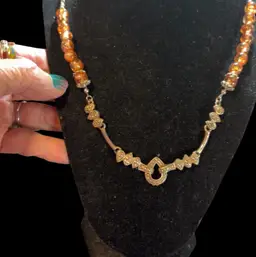 Marcasite And Amber Necklace