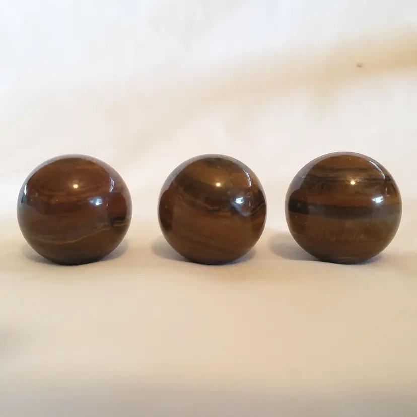 Mottled Jasper Stones Polished Marbles Set of 3 small Round  1" diameter approx