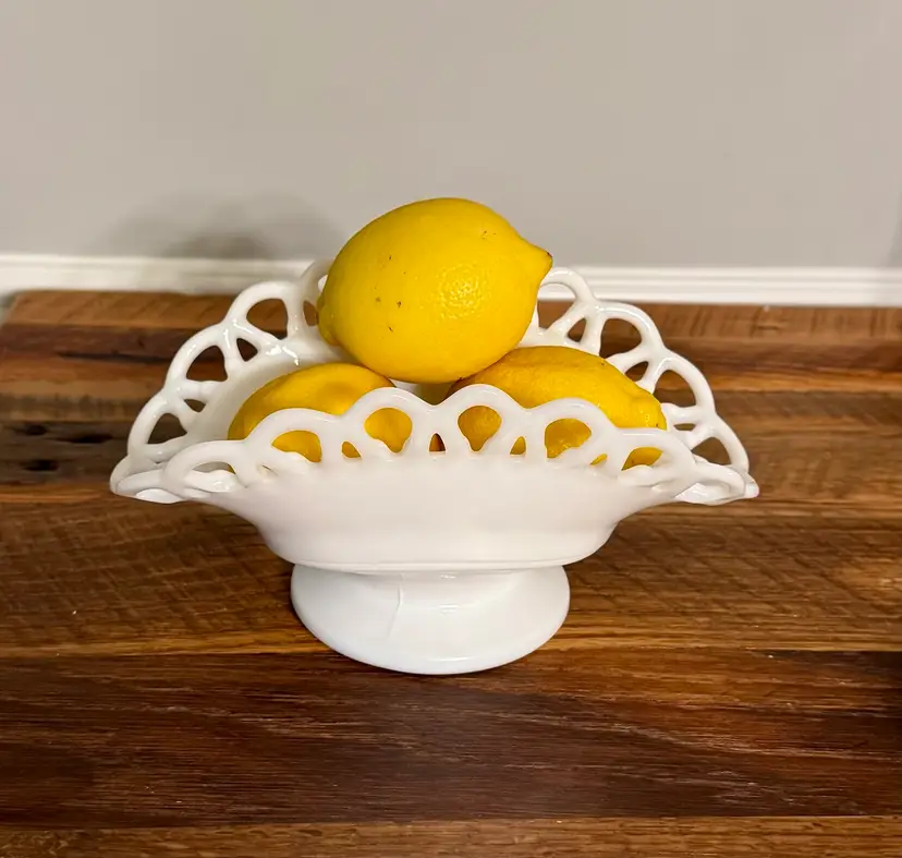 Laced Milk Glass Centerpiece Bowl
