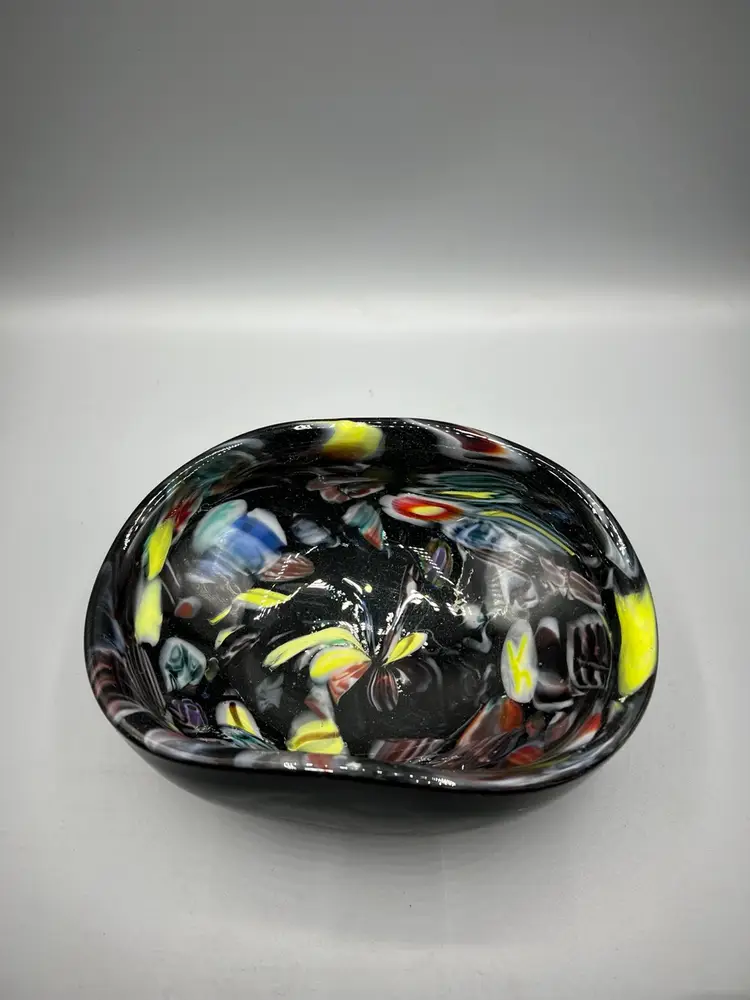 Murano Style Colorful Art Glass Confetti Bowl Dish