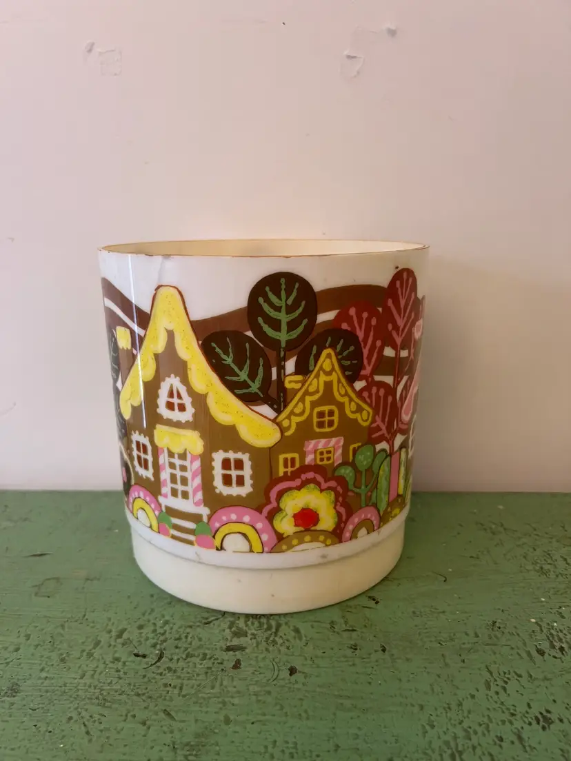 Vintage Alladinware Melamine Pail. Gingerbread Pattern. Waste Basket, Canister