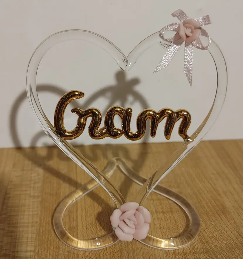 Glass "Gram" decor. No chips. 4 inches high.