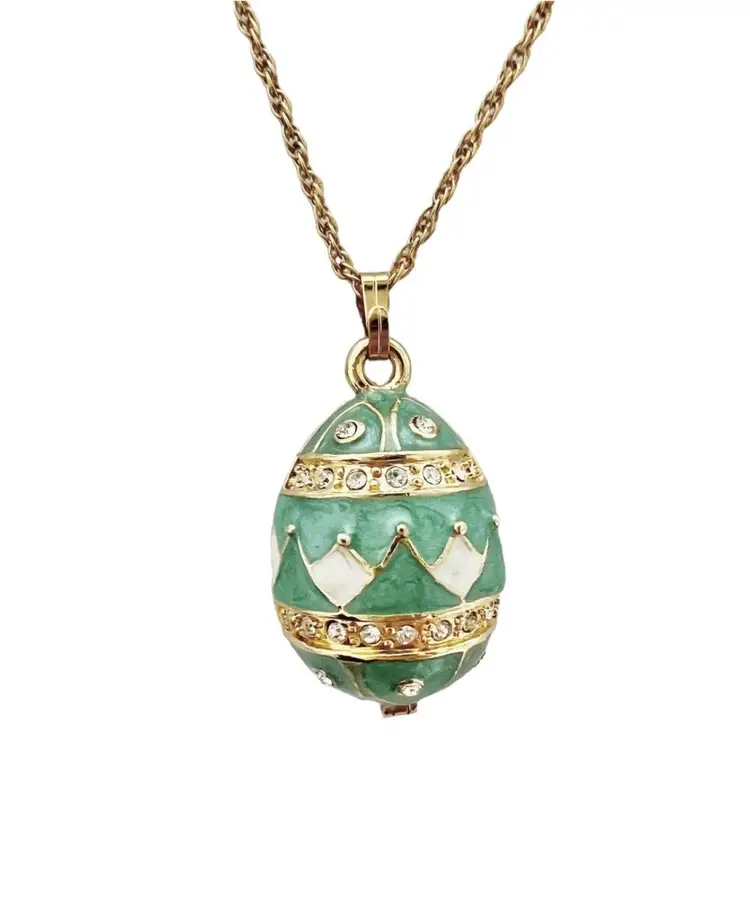 Keren Kopal Light Green 24K Gold Plated Austrian Crystal Egg Pendant Necklace #N-4