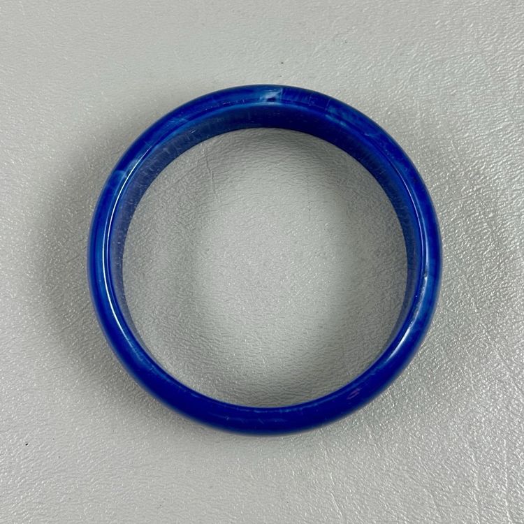 Retro Bangle Bracelet Blue Marble Plastic 3" Costume Jewelry