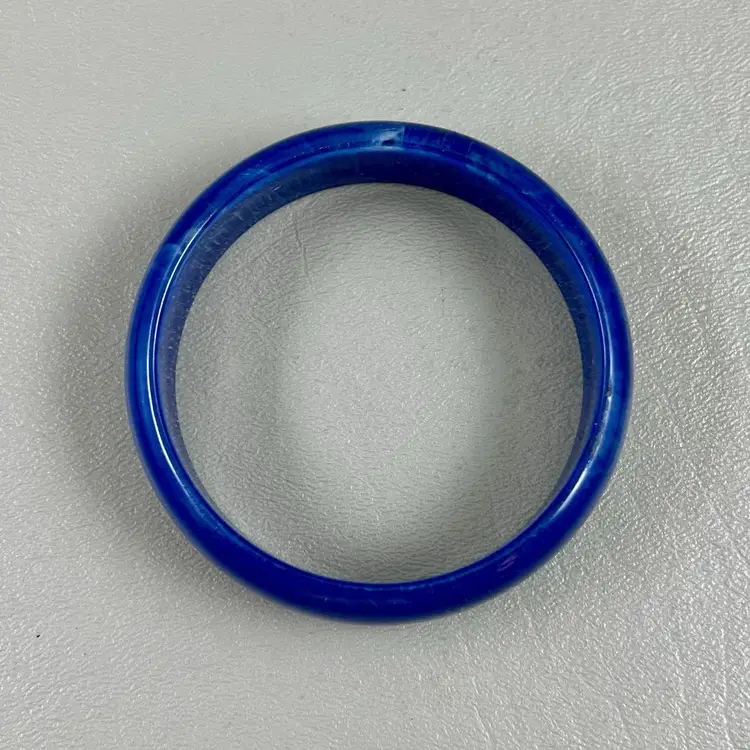 Retro Bangle Bracelet Blue Marble Plastic 3" Costume Jewelry