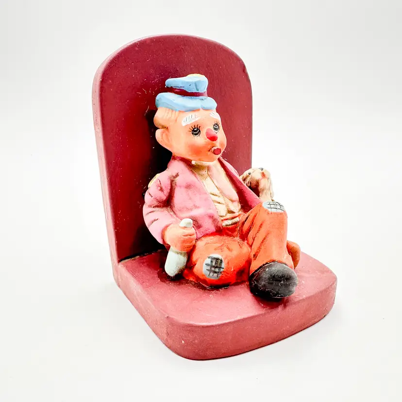 Hobo Clown Ceramic Single Bookend Multicolor 3 x 3.5 x 4.5