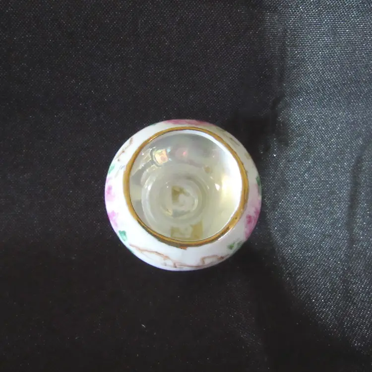 5) Small Pedestal White Porcelain w/Flowers Open Salt Cellar