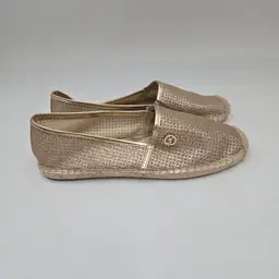 Michael Kors MK Kendrick Slip On Pixie Fine Perforated Espadrille Flat Pale Gold