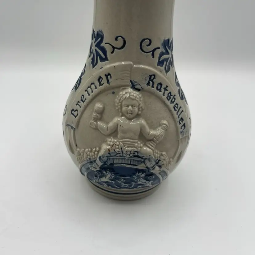 Vintage Bremer Ratskeller .5L Schoppen Stoneware Wine Carafe, Decanter, German