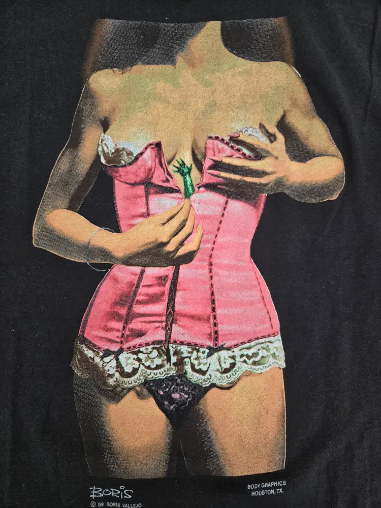 Vintage 1989 Boris Vallejo Female with Pink Corset T-Shirt
