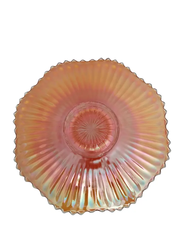 Vintage Imperial Smooth Rays Marigold Carnival Glass Footed Plate