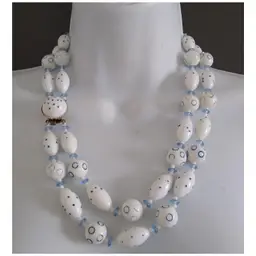 Mid-Century White & Blue Necklace